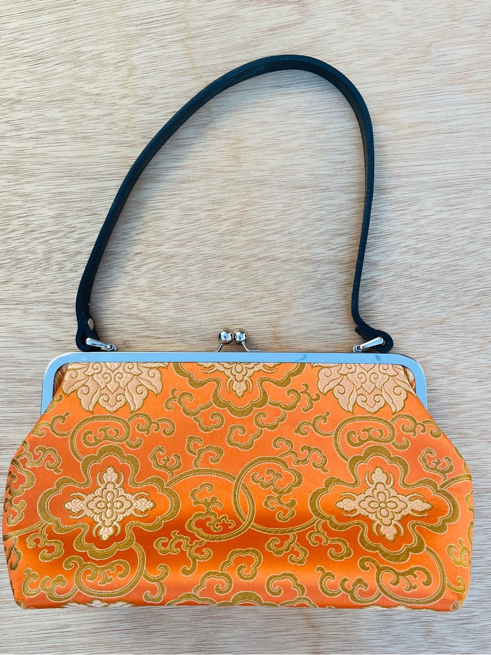 M. Andonia Purse Vintage Orange Kimono Silk Kiss Bag